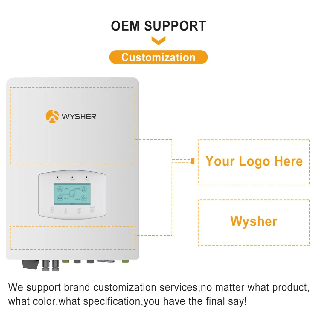 Wysher 3kw 5kw 8kw 10kw Single Phase Hybrid Solar Panel Inverter for Energy Storage System with 2 MPPT Controller