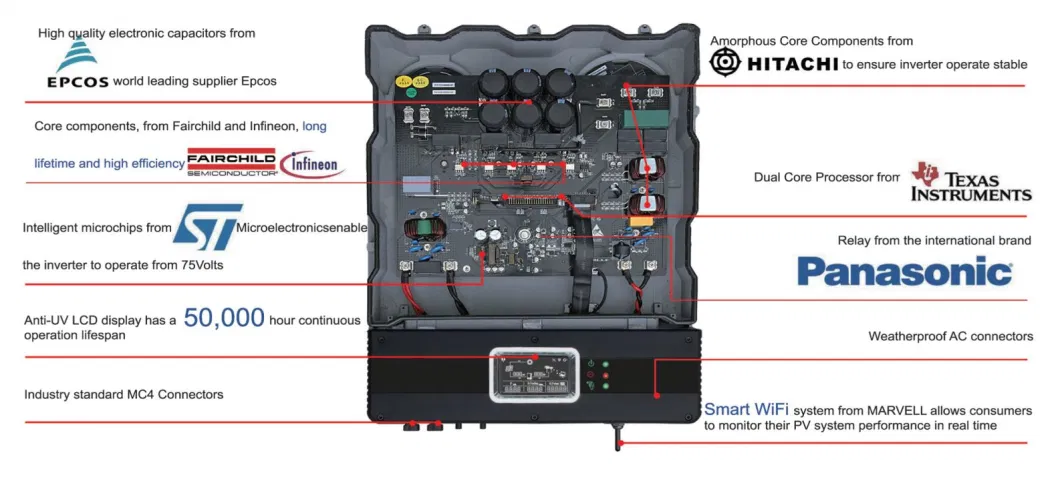 6kw 8kw10kw WiFi DC Switch on Grid Solar Energy System High Efficiency Tied Solar Inverters