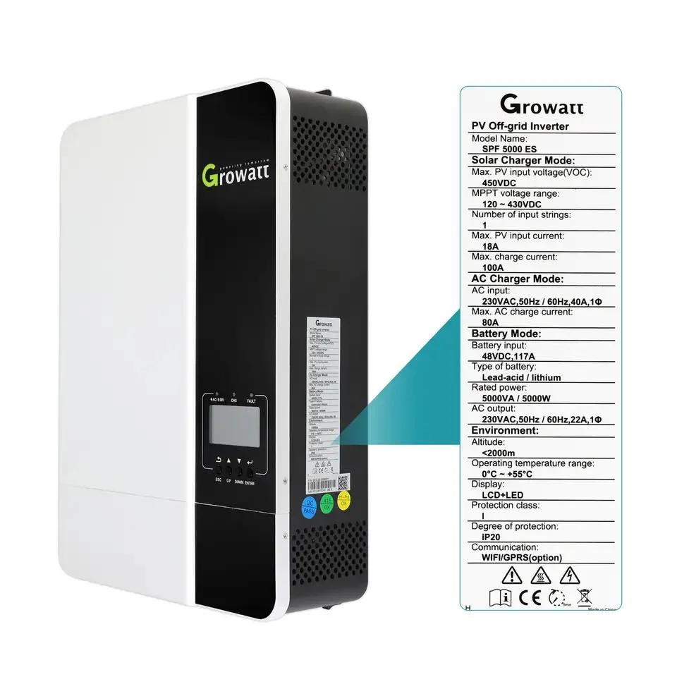 Growatt SPF 5000 Es Inverters Pure Sine Wave 5kw Inverter with Battery for Home Growatt SPF 5000es