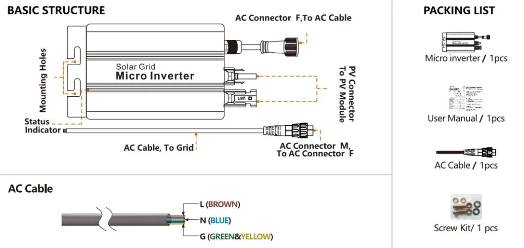 High Quality Solar Pure Sine Wave Grid-Tie Micro Inverter