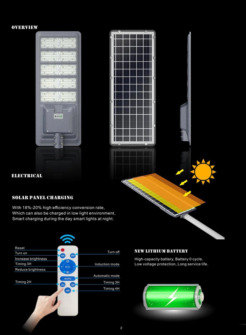 High Quality 300W 400W 500W Streetlight IP66 All in One Solar Integrated Street LED Lamp with Solar Panel