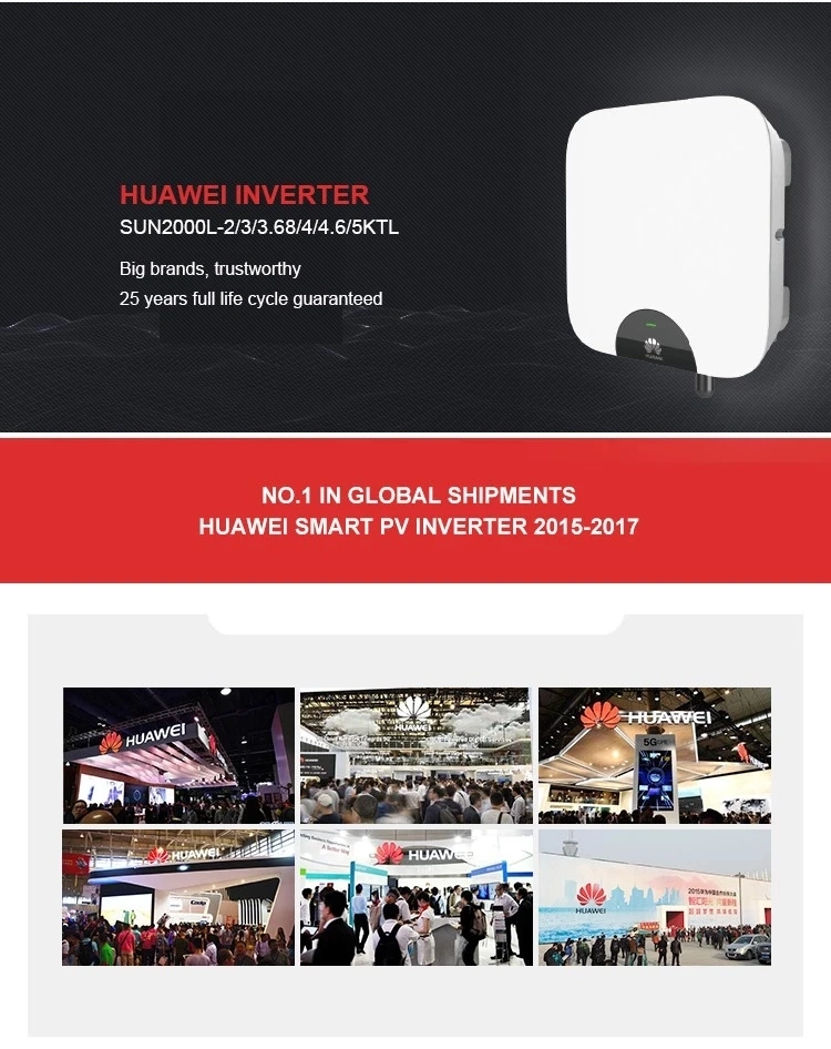 Huawei on Grid Tied Inverter 5kw 10kw 20kw 60kw 100kw 120kw Sun-Ktl 220V 380V with 5 Years Warranty for Solar Power System