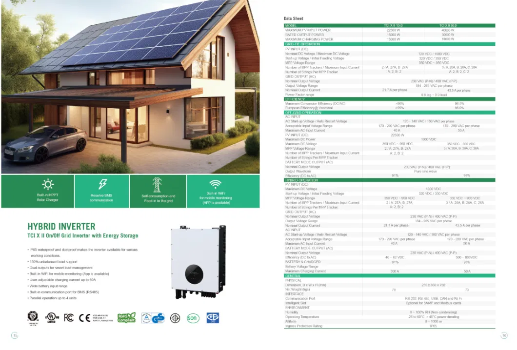 30kw IP65 High Quality Solar Hybrid Inverter