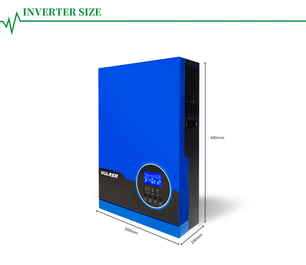 Volker Pure Sine Wave Hybrid Inverter with 100A MPPT Built in 80A Maximum Charging Current Suitable for Home Use Works with Any Battery 48VDC 230VAC 5.5kw