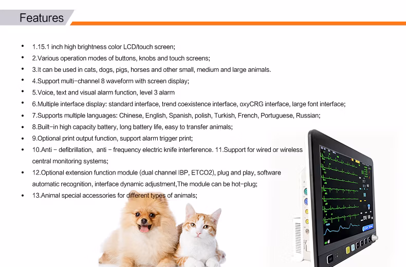 China Veterinary Patient Monitor for Veterinary Clinic Pet Clinic Hospital Veterinary