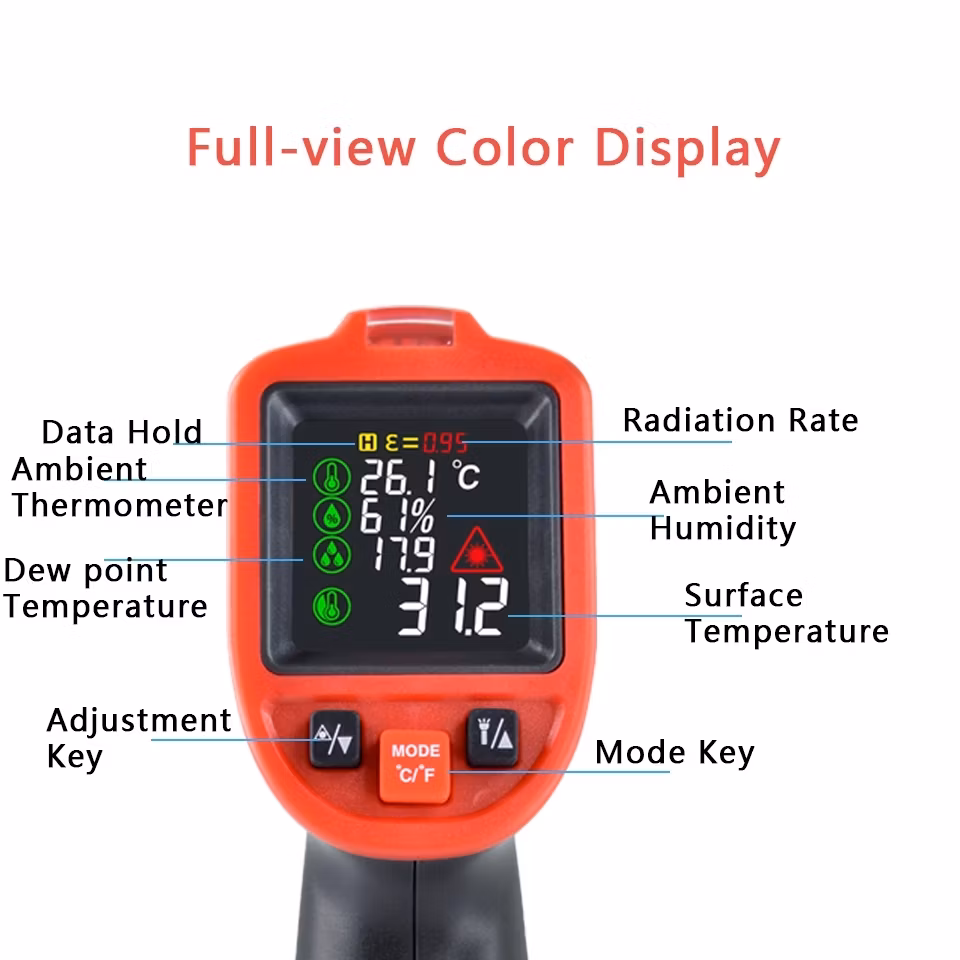 Digital Circular Laser Infrared Thermometer with HD Color Display K Type Thermocouple