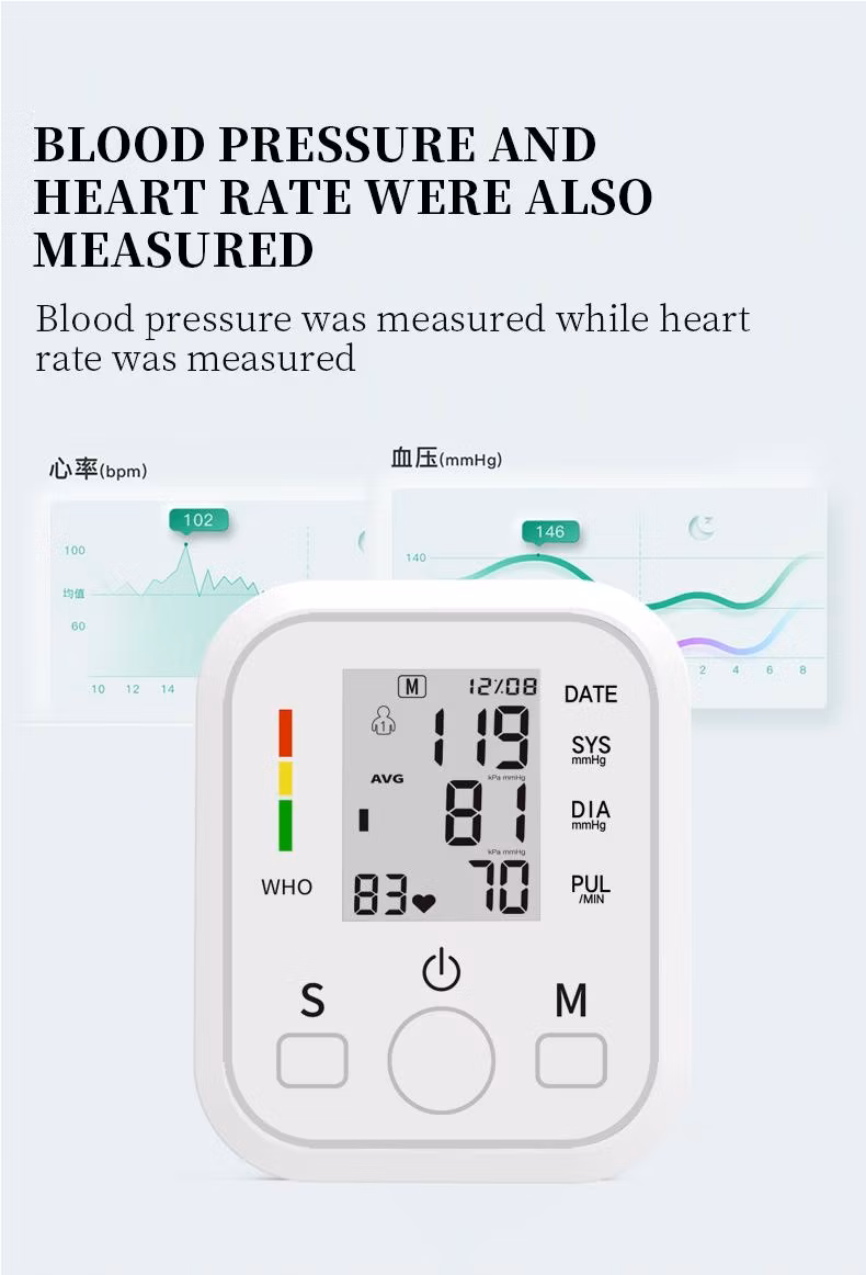 CE Arm Sphygmomanometer Electronic Blood Pressure Monitor Blood Pressure Meter with Large Size Cuff