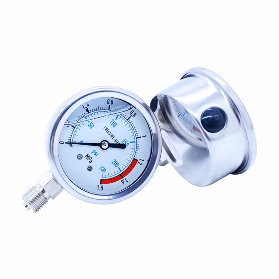 Pressure Gauge Manometer Glycerine Oil Filled All Stainless Steel