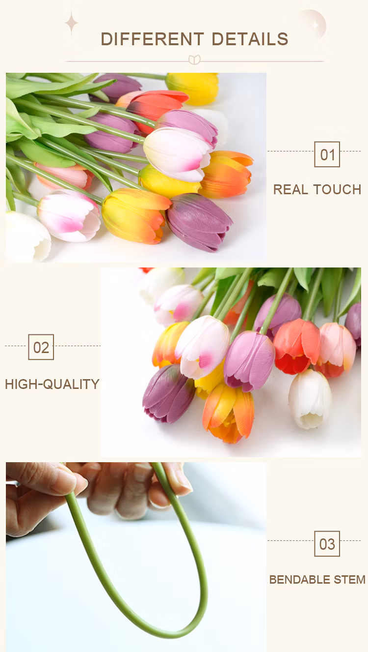 Multicolour Aritificial Silicon Tulip Flower Real Touch Flowers for Wedding Table Centerpieces Decoration Floral Arrangement
