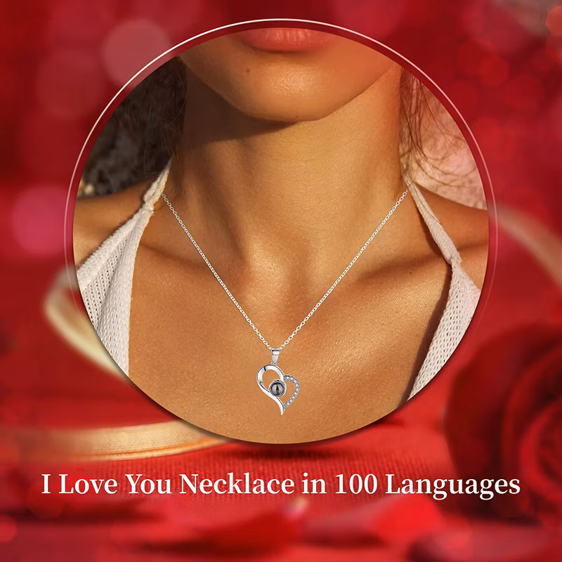 Red Preserved Rose Gifts with I Love You Heart Necklace100 Languages Romantic Box Packaging for Valentine&prime; S Day Eternal Flower