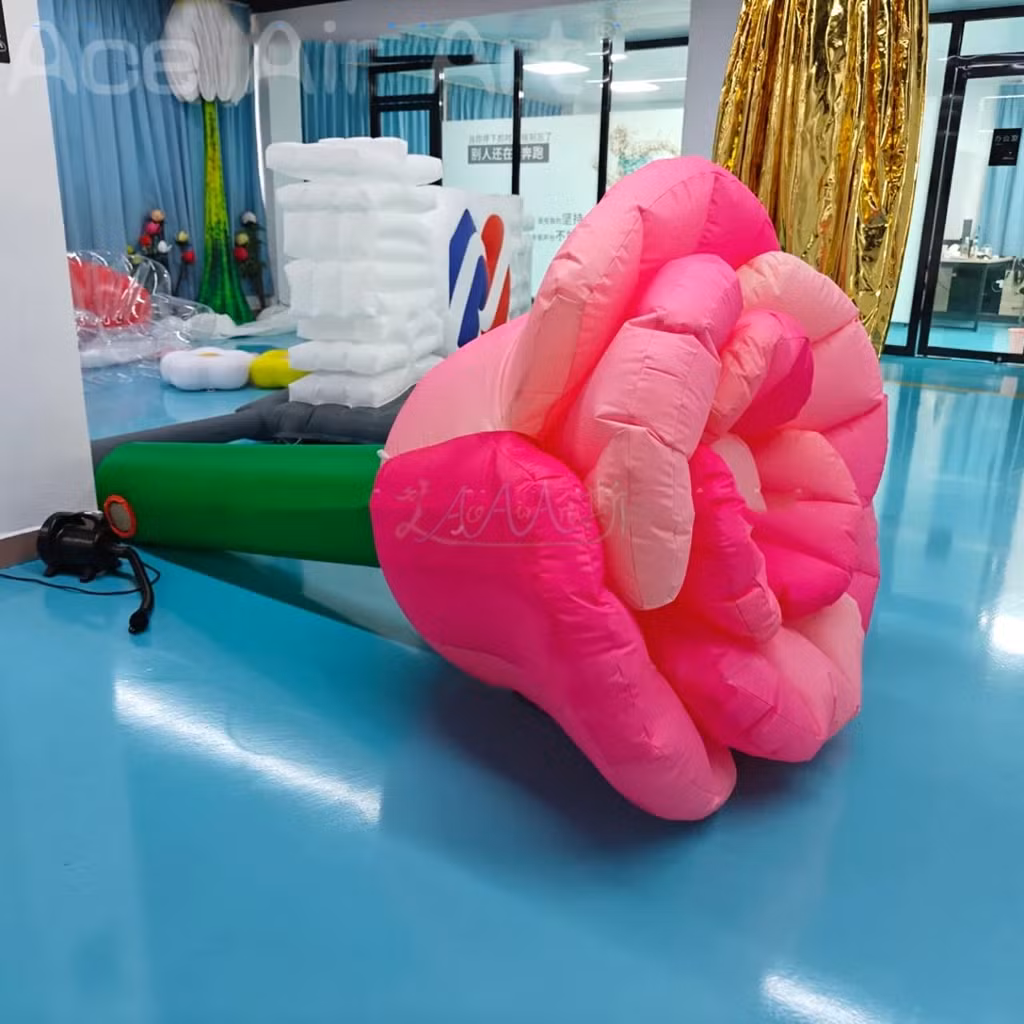 Giant Inflatable Red Rose with White LED Light Air Blow Illuminate Flower Nightclub Valentine Stage Decor Event Advertise