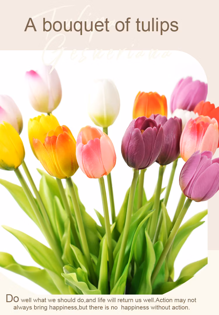 Multicolour Aritificial Silicon Tulip Flower Real Touch Flowers for Wedding Table Centerpieces Decoration Floral Arrangement