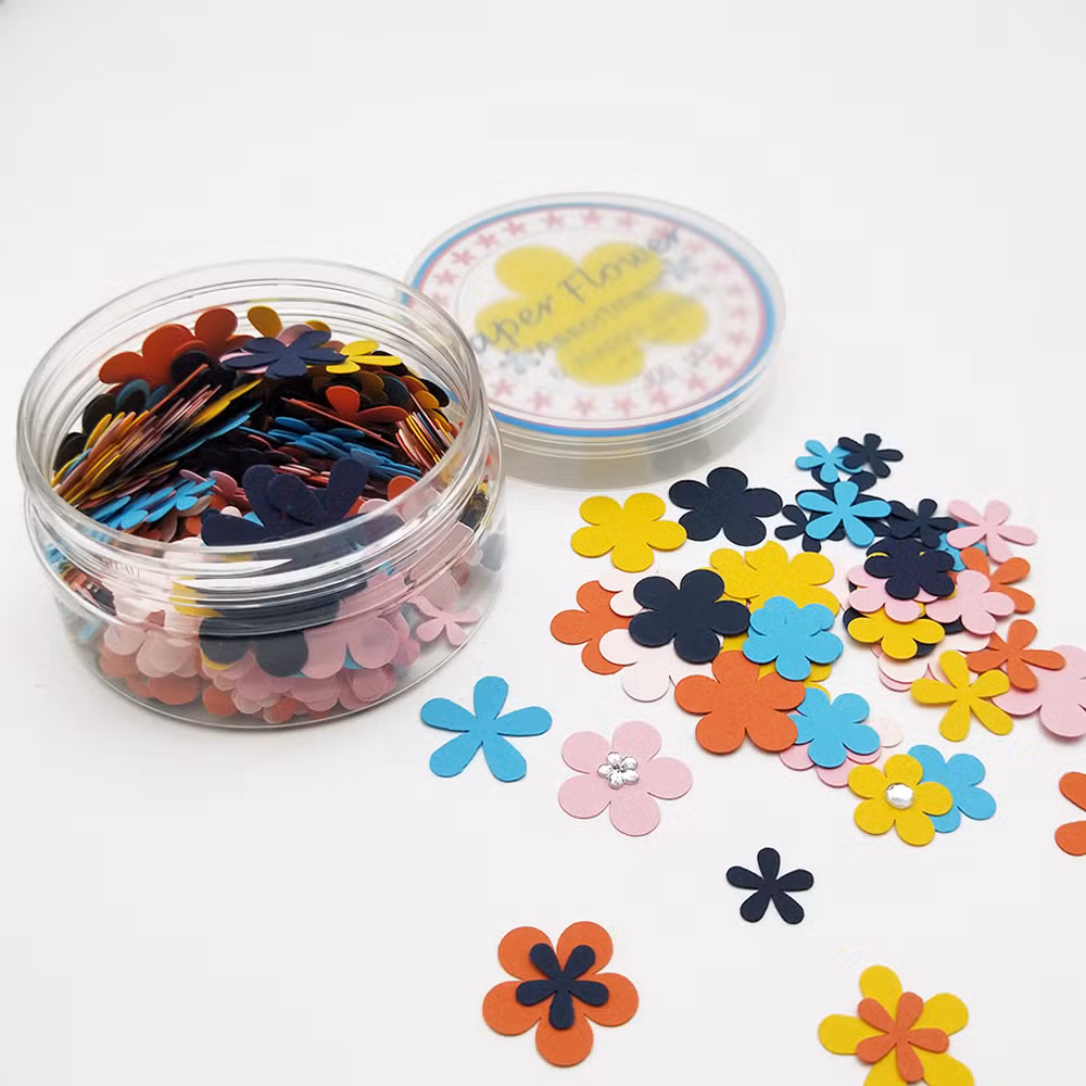 300PCS Bright Happy Colors Mini Paper Flower Assorted Box for Card Making (FBO01H)