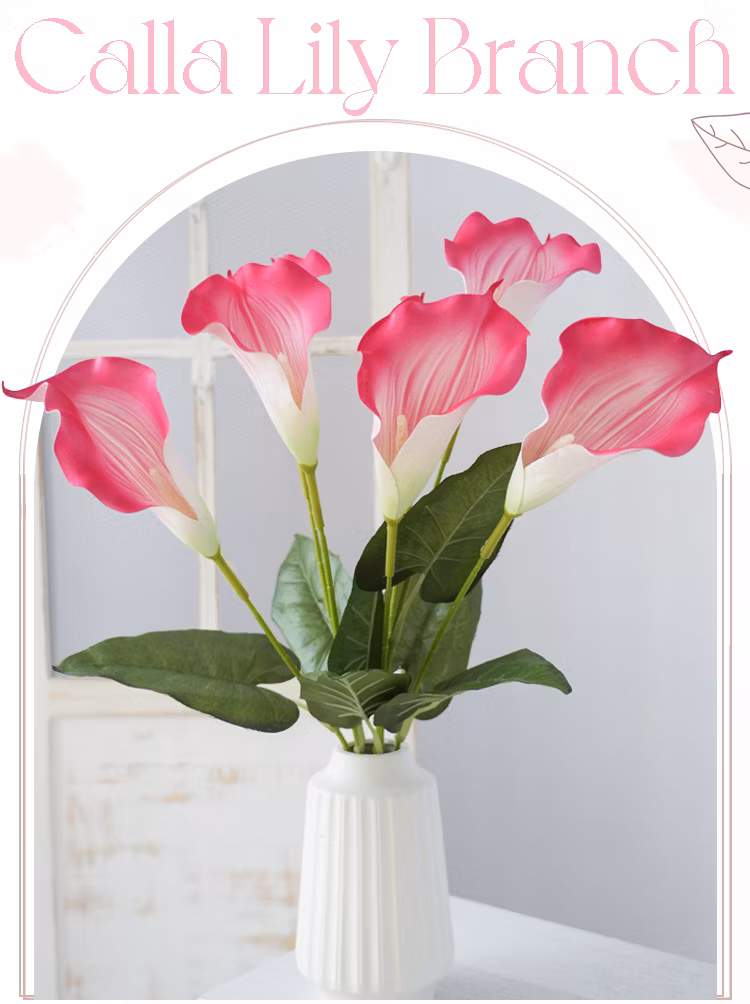 Romantic Vintage Calla Lily Branch Artificial Silk Artificial Calla Lilies for Home Wedding Decoration Floral Arrangement