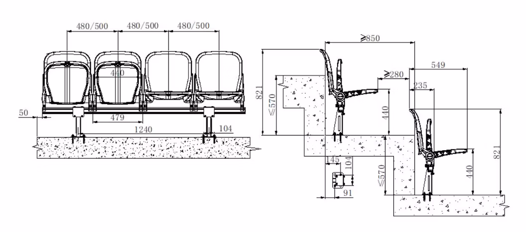 Arena, Stadium Round Back Air-Assisted Folding Seat