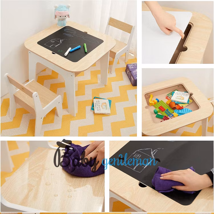 Customize Preschool Learning White Wooden Table and Chair for Kids Z08453G