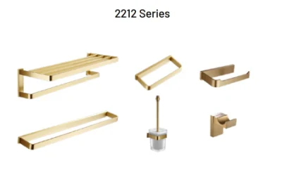 2212 Series Brushed Gold High-End Wall Mounted Brass Accessories Bathroom Hardware Set