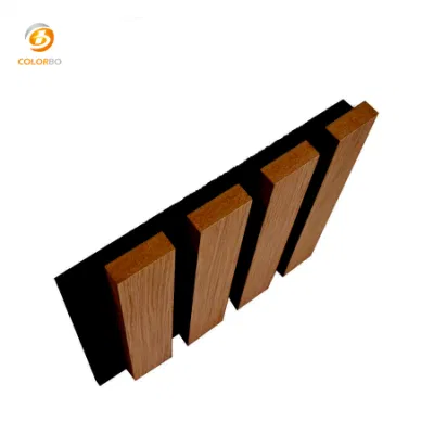 Soundproof Wooden Slatted Board Wooden and PET Acoustic Fluted Ceiling Wall Panelling