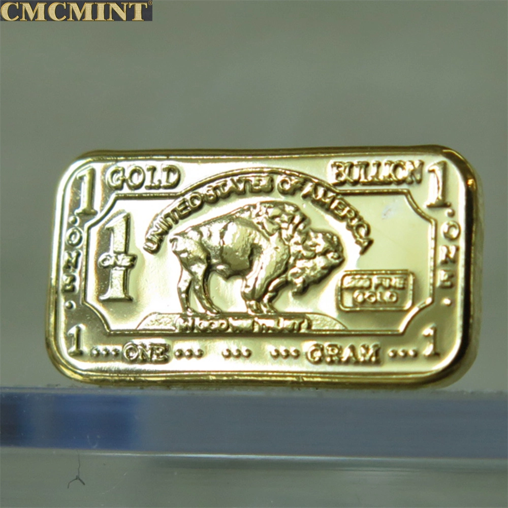 1 Gram Gold Plated Pure Siver Buffalo Bar