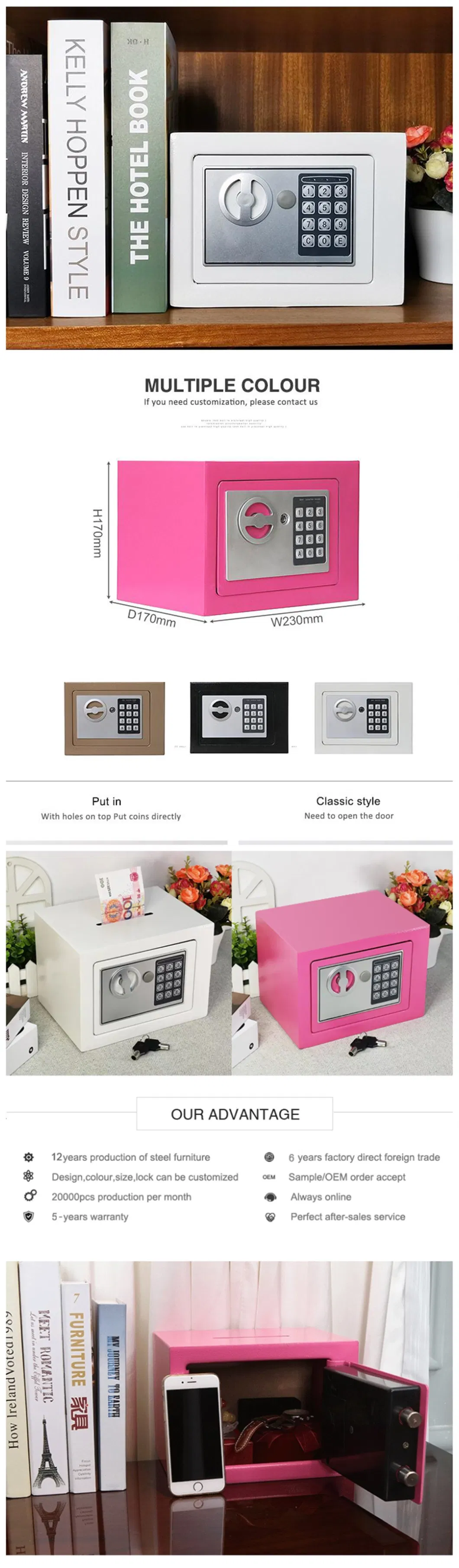 Chinese Furniture Small Household Fingerprint Digital Safe Box Steel Safes