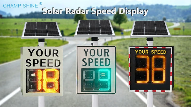 Solar LED Traffic Vehicle Speed Detector Gun Detection Limit Measurement Display