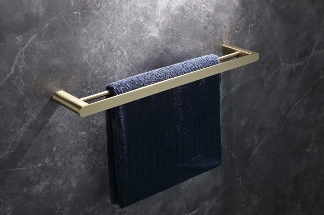 Luxury Brushed Gold Bathroom Aluminum Towel Rack with Towel Rod