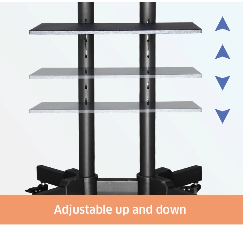 Portable Office Accessories Vesa 600*400 Adjustable LED LCD TV Mount Stand Cart Tilt TV Trolly Stand with Four Wheels