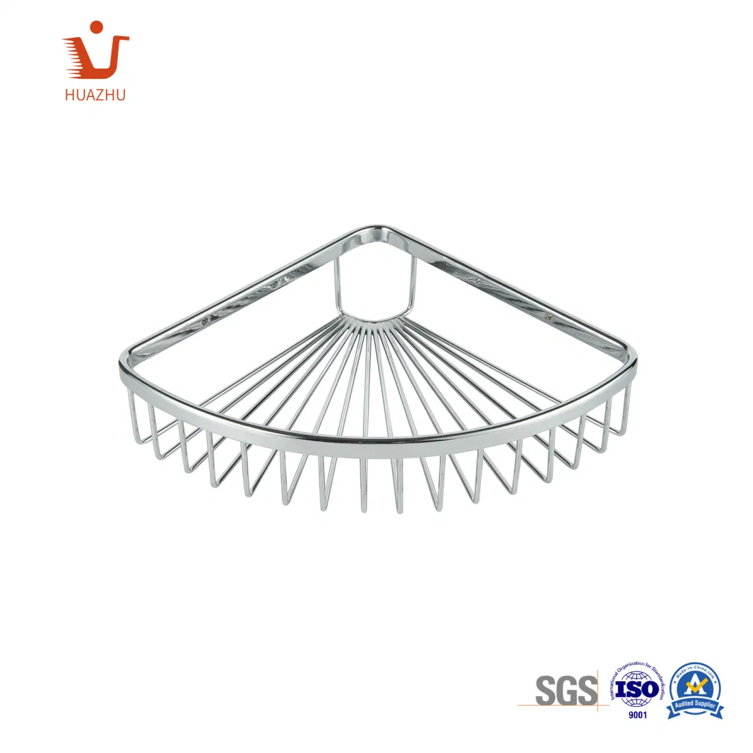 Stainless Steel 304 Triangle Mesh Basket Bathroom Corner Shelf Custom Chrome Shower Basket of Top Quality