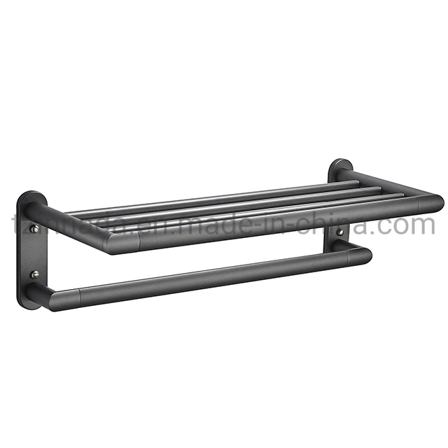 Wall Mounted Brass Gun Black Bathroom Towel Shelf Matt Black Towel Racks Towel Bars (NC6180-GB)