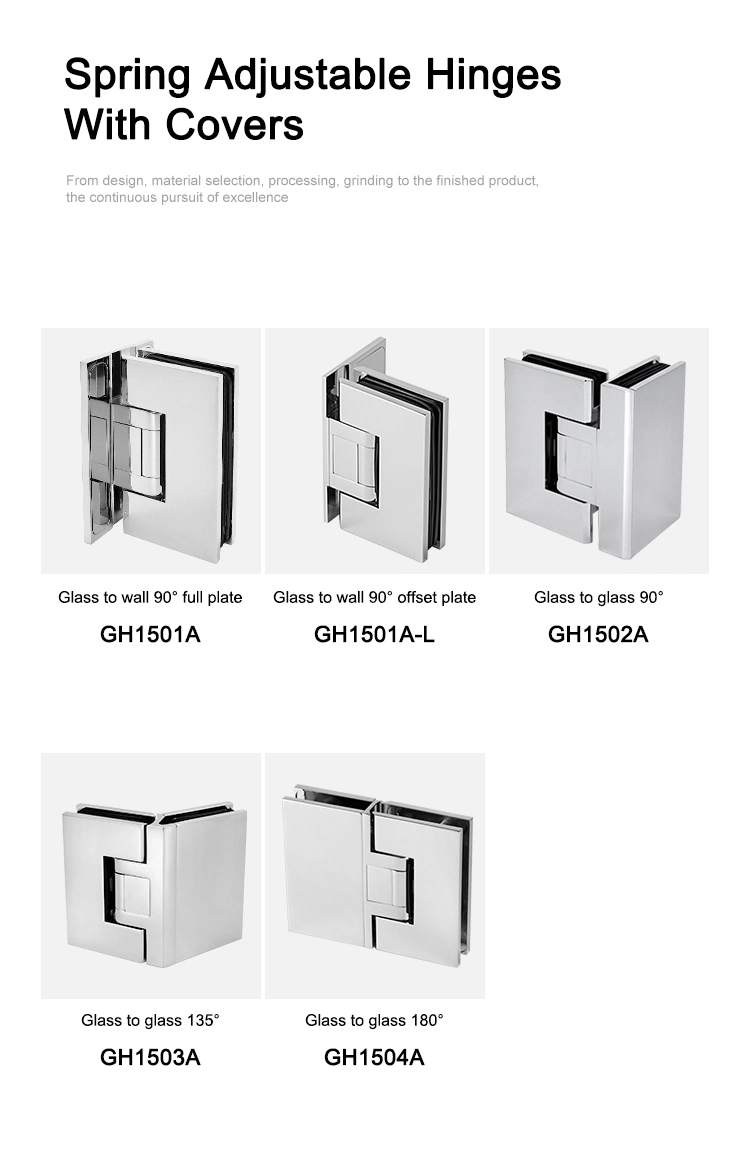 Frameless Door Glass to Wall 90 Degree Brass Adjustable Shower Hinge Bathroom Hardware Gh1501A