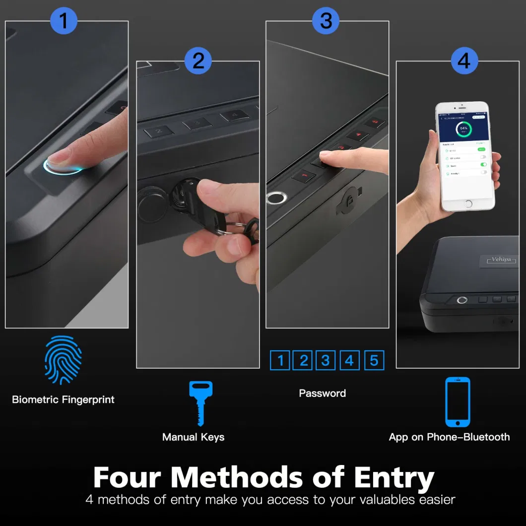 Pistol Safe Quick-Access Opening with Biometric Fingerprint Lock