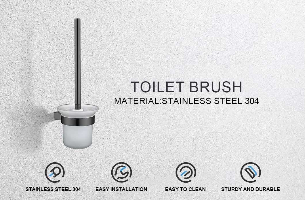 304 Stainless Steel Bathroom Accessories Gun Grey Toilet Brush Holder