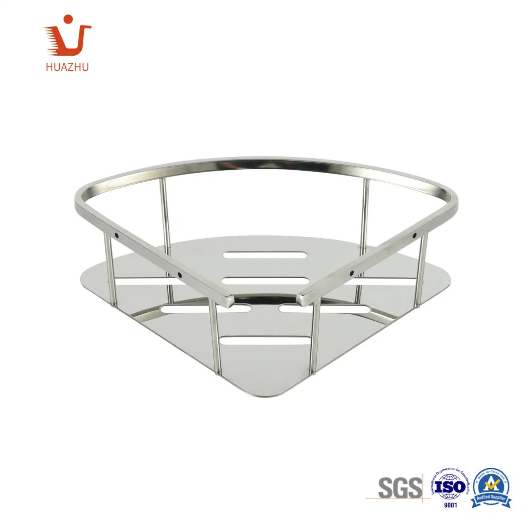 Bathroom Fittings Wall Mounted Brass Hardware Accessory Stainless Steel Triangle Mesh Basket Shower Basket Toilet Corner Rack