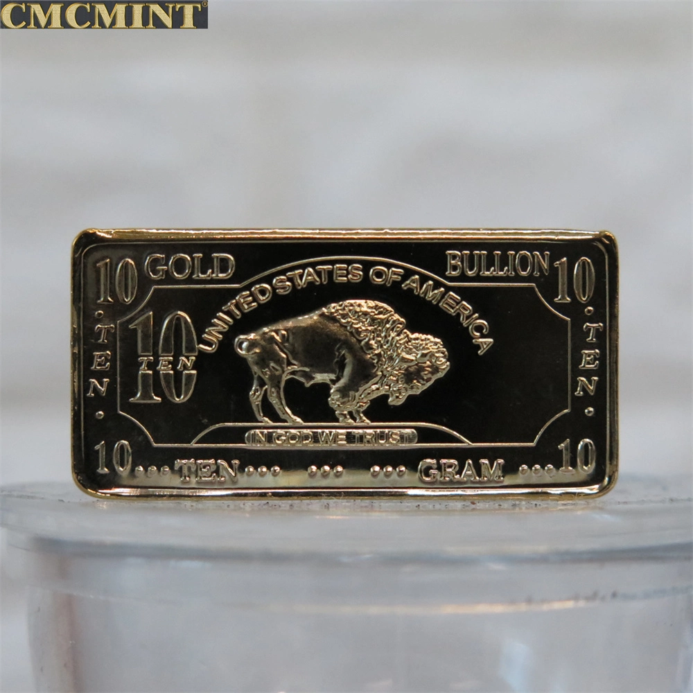 1 Gram Gold Plated Pure Siver Buffalo Bar