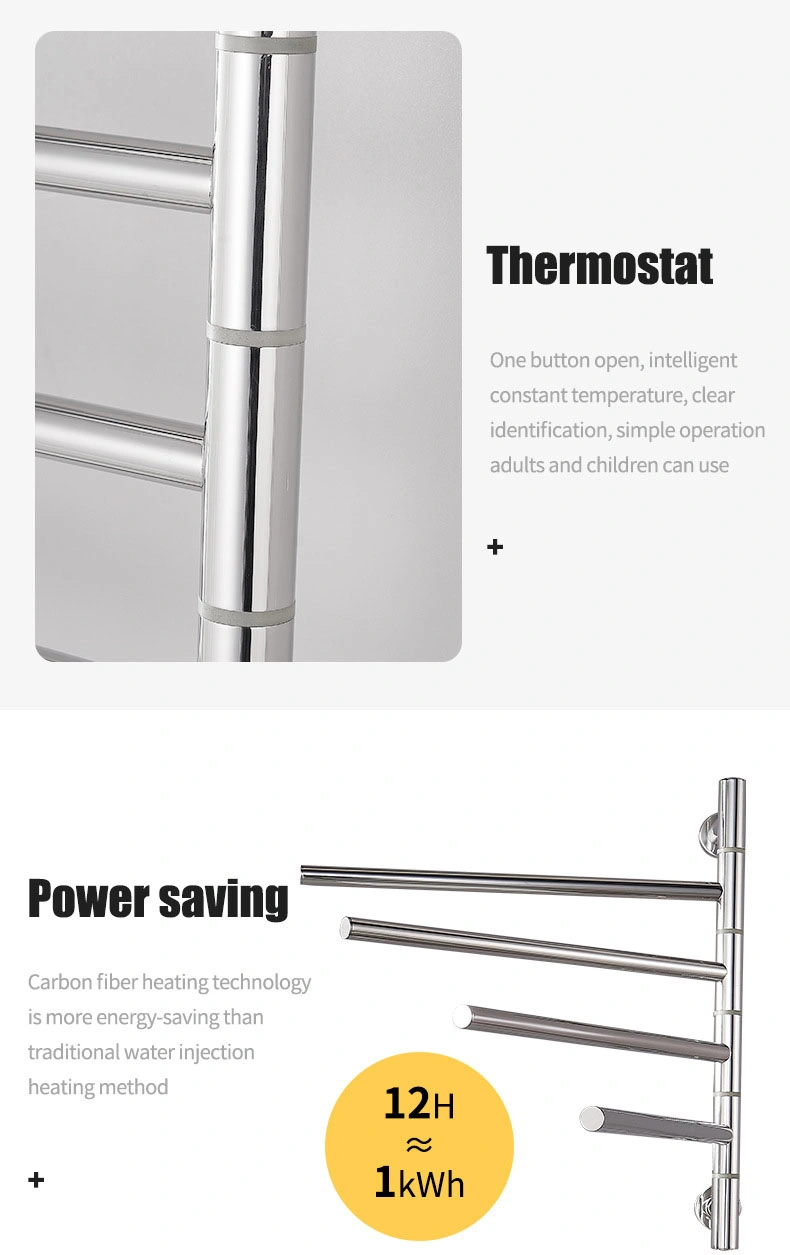 304 Stainless Steel Electric Towel Rack with Digital Display Timing Temperature Controller