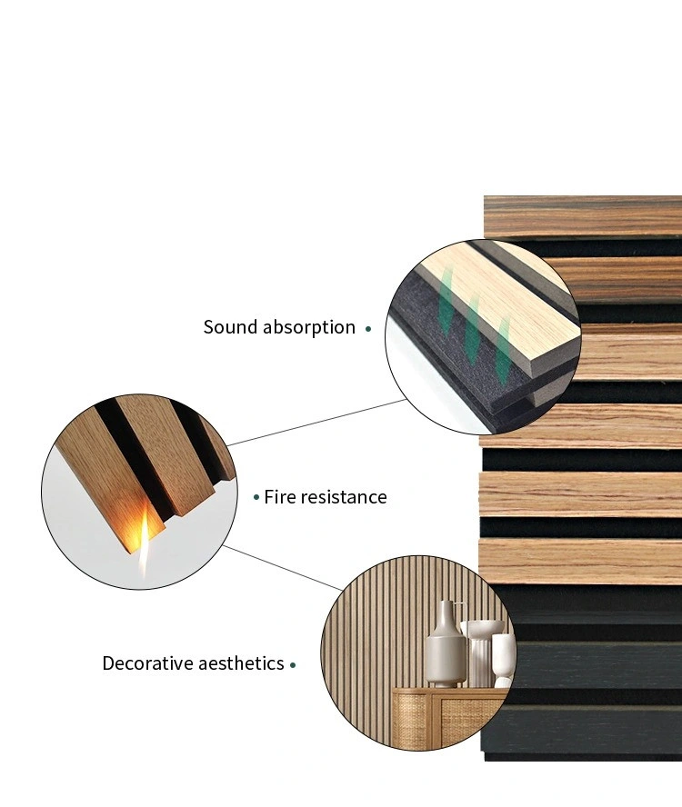 High Sound Absorbing Wooden Slat PET Acoustic Panel for Wall and Ceiling Deocration