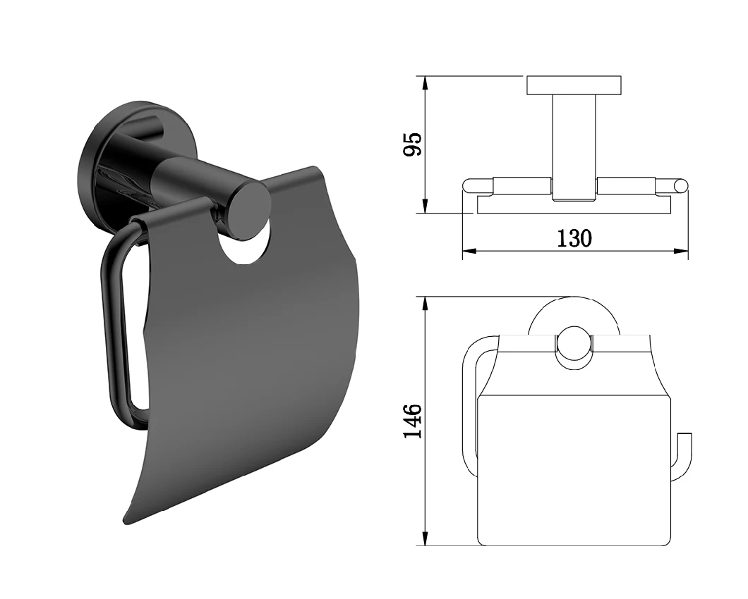 Bathroom Accessories Set Gun Grey Wall Mounted Toilet Roll Paper Holder