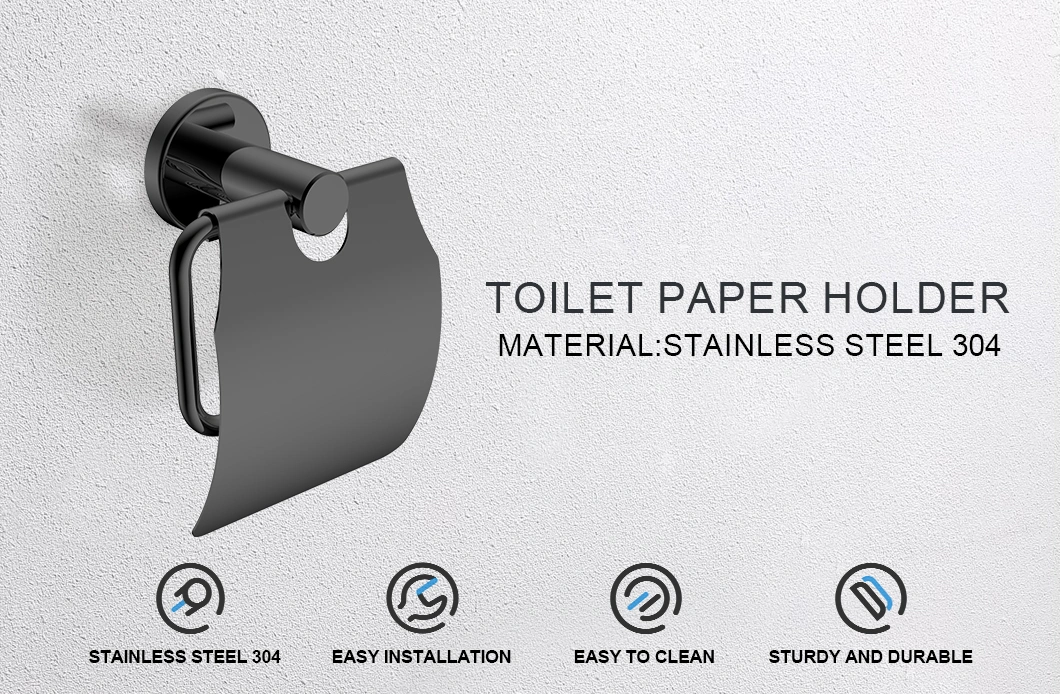 Bathroom Accessories Set Gun Grey Wall Mounted Toilet Roll Paper Holder