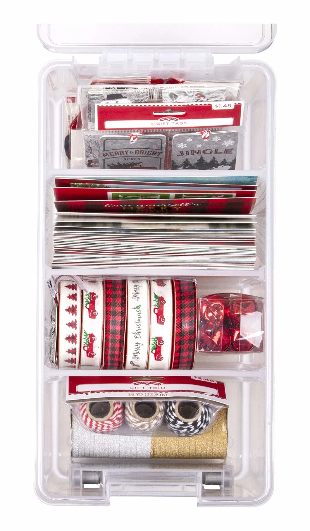 Semi Satchel with Removable Dividers Stackable Home Storage Organization Container Clear with Sliver Latches and Handle