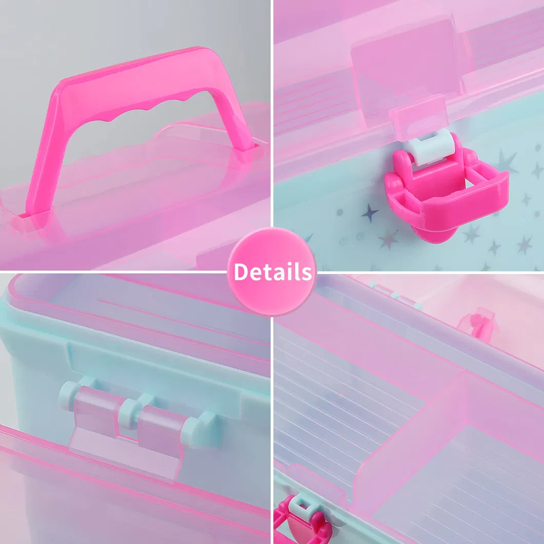 Plastic Art Box Hair Accessories Organizer for Girls Toy Storage Box Craft Supplies and Cosmetics Storage Box