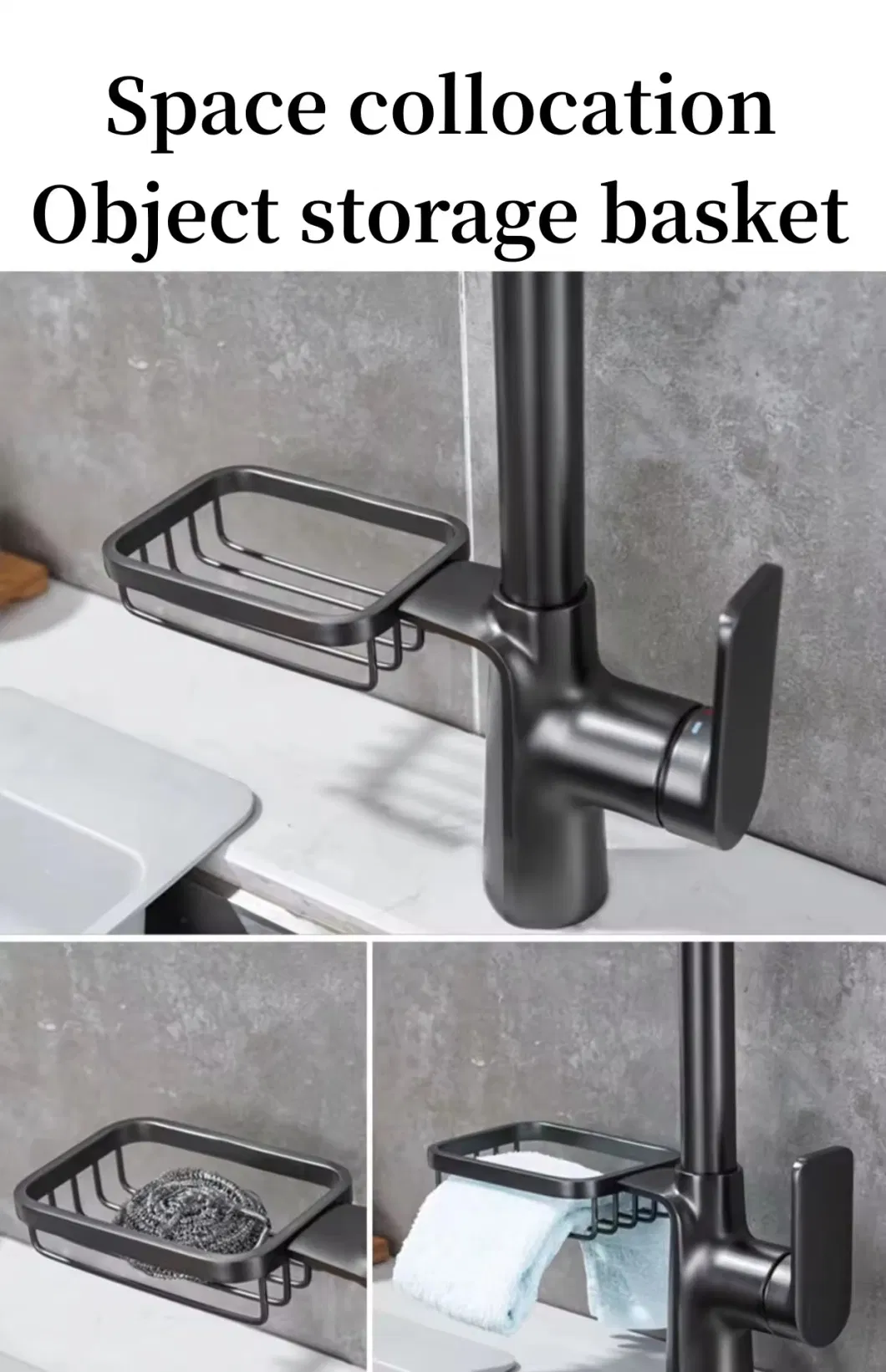 Factory Wholesale New Gun Gray Tap Drop Down Dual Function with Storage Rack Kitchen Sink Faucets Hot and Cold Mixed Water Faucet