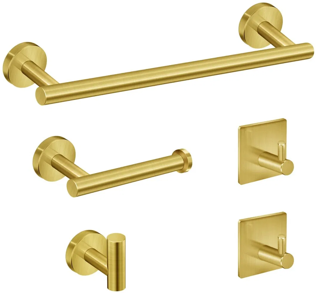 Custom Gold Series Bathroom Accessories Set Wall Mounted Stainless Steel or Brass Towel Bar Towel Ring Towel Robe Hook