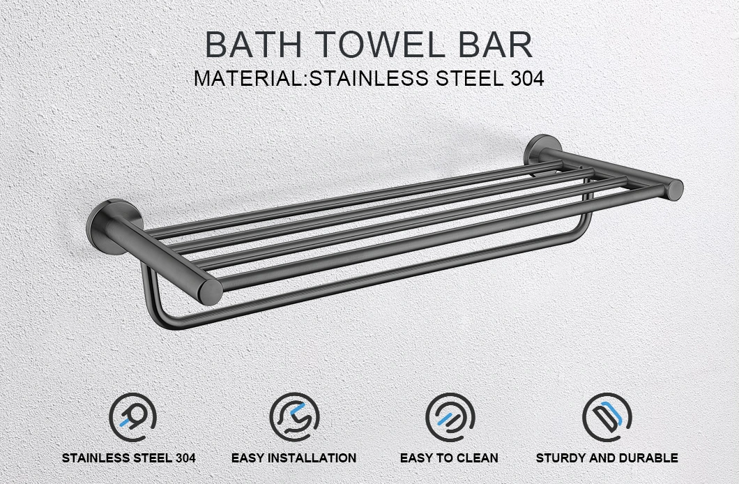 Gun Grey Brushed Stainless Steel Bathroom Towel Rack