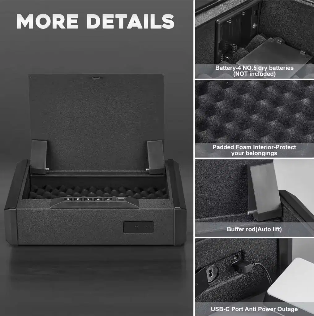 Gun Safe Box Hidden Portable Hand Gun Safe Fingerprint Biometric Gun Safe