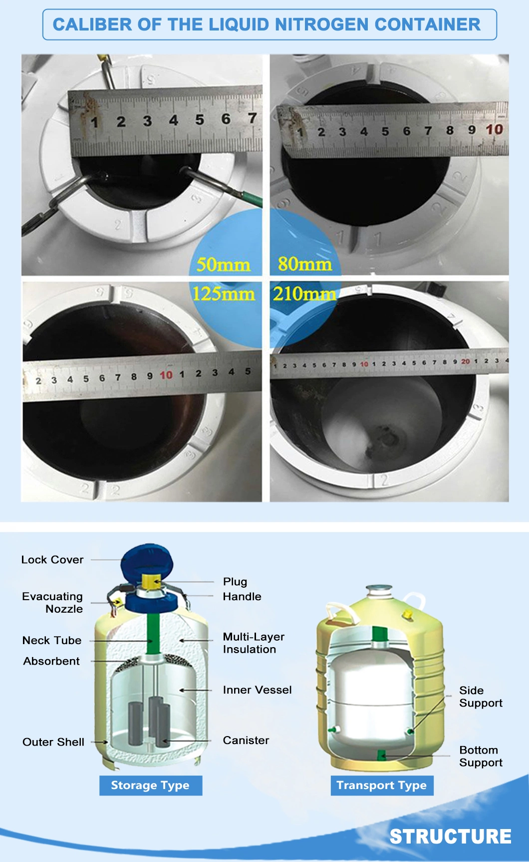 Yds-2-35 Small Thermos Vacuum Flasks Semen Storage Container for Liquid Nitrogen Dewar