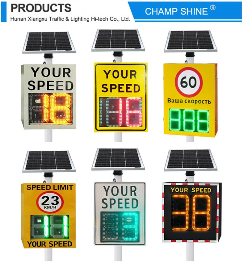 Solar Traffic Car Speed Detector Speed Gun Detection Measurement LED Display Radar Speed Limit Feedback Signs Road Safety Sign