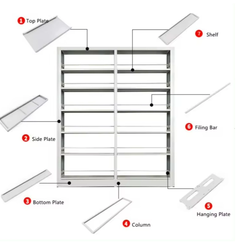 Good Price Metal Office Furniture Steel-Wood Library Mobile Bookshelf