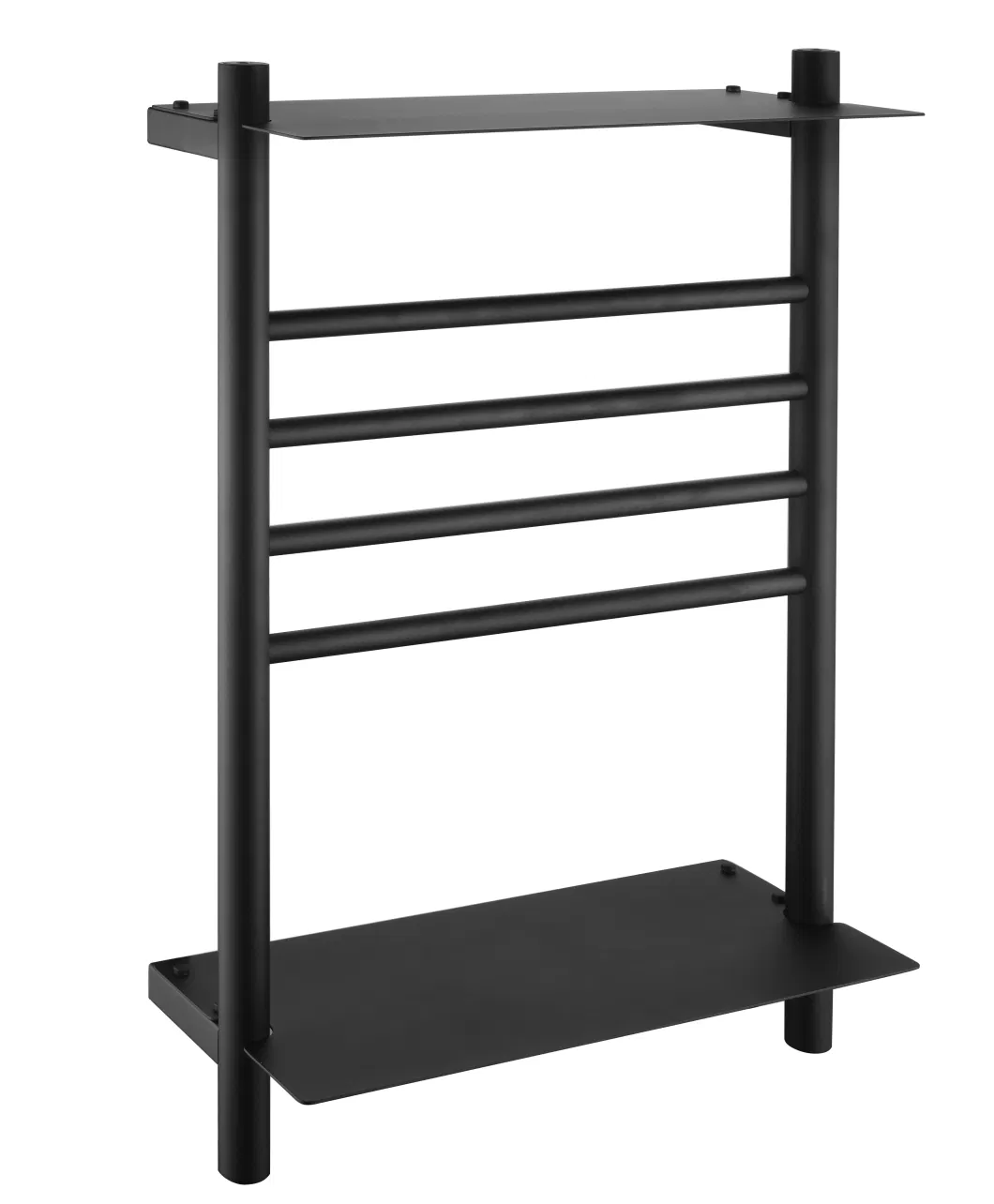 Durable Stainless-Steel Matte Black Bathroom Top Shelf 4 Bar Towel Heater Rack