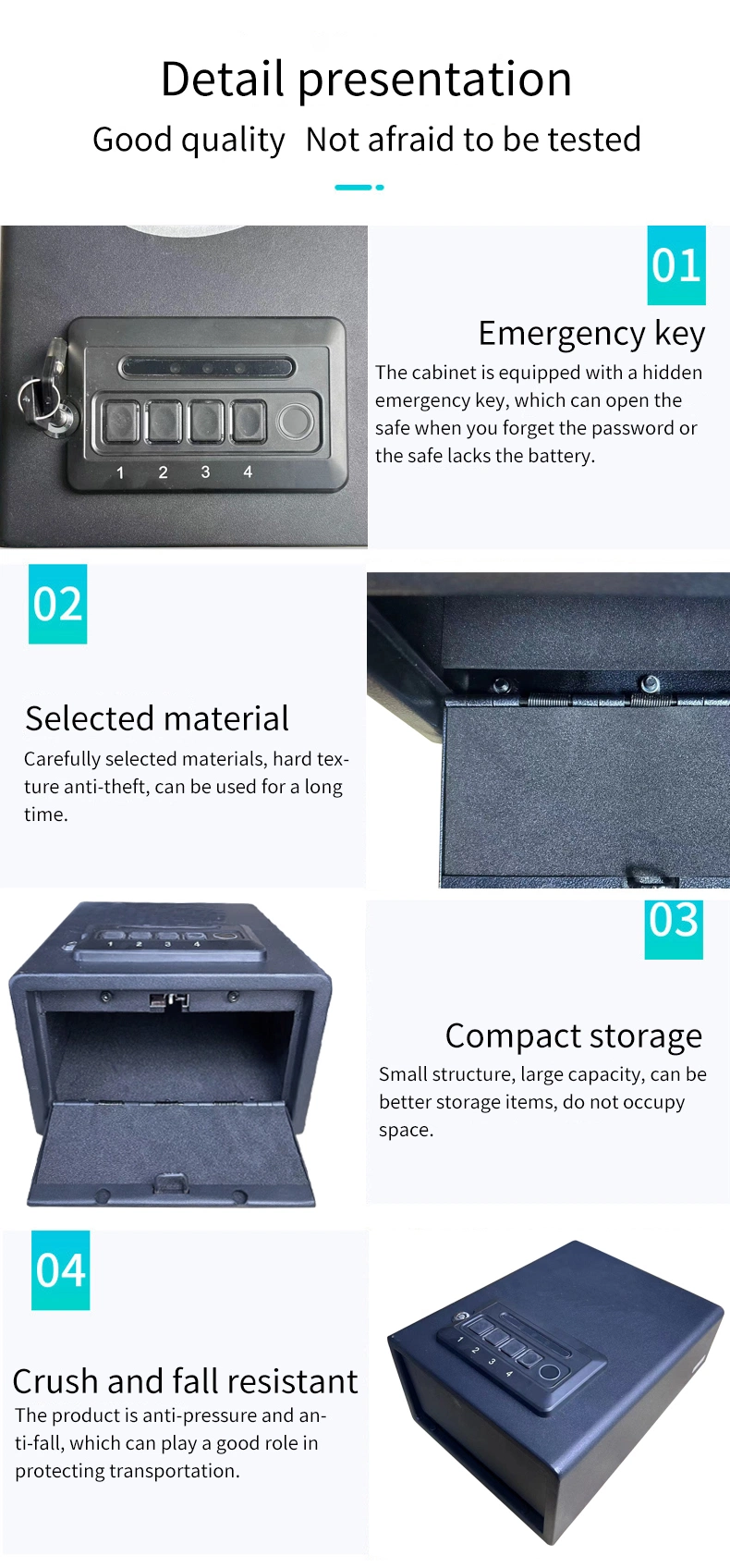 Best Quick Access Biometric Fingerprint Handgun Safe with Rack and Holder