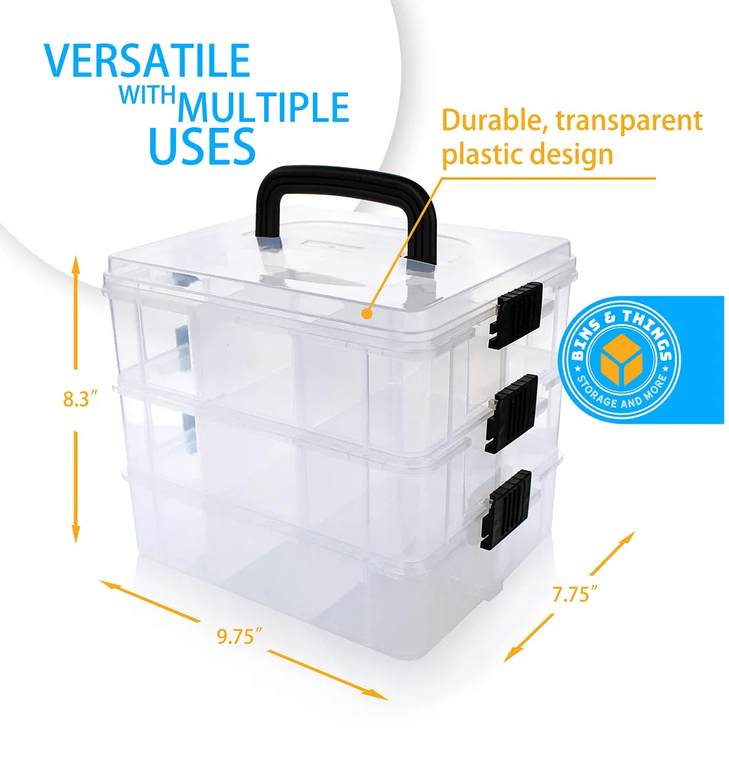 Bins Stackable Storage Container with Clear Large Craft Storage Craft Organizers and Storage Bead Organizer Box